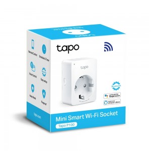 PRIZA inteligenta TP-LINK, Schuko x 1, conectare prin Schuko (T), 10 A, programare prin smartphone, Bluetooth, WiFi, alb „Tapo P100(1-pack)”